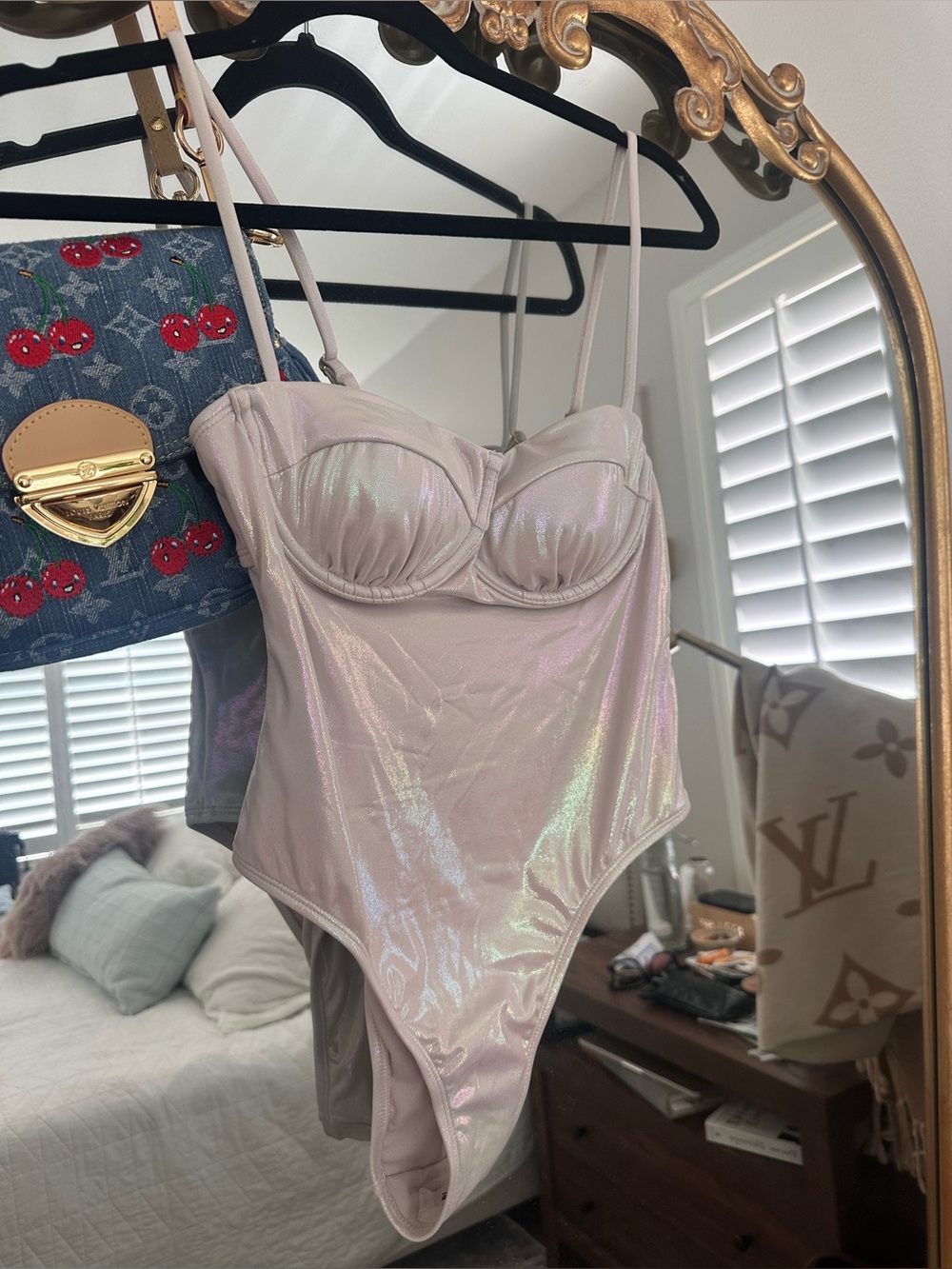 Iridescent Pink Women’s Bustier One-Piece Swimsuit MERMAID